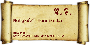 Metykó Henrietta névjegykártya
